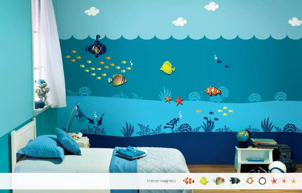 Oceanscape magneto stencil asian paints