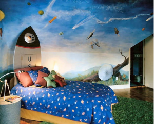 rocket themed kids room by Yes Painter